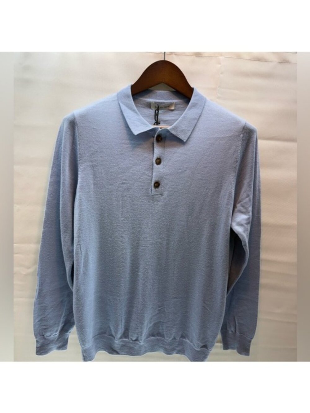 Gentle Herd 100% Wool Polo Sweater Men’s Large Light Blue Knit Pullover NWT